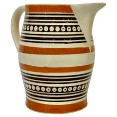 Mochaware Pitcher with Bands of Light Brown England, circa 1800