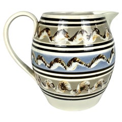 Mochaware Pitcher with Three Cable Decoration England Circa 1830