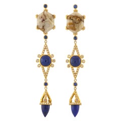 Mociun Agate Hexagons Drop Earrings