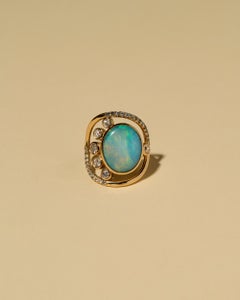 Mociun Australian Opal, Diamond & Sapphire Ring