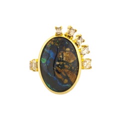Mociun Azurite Malachite & Diamond Ring