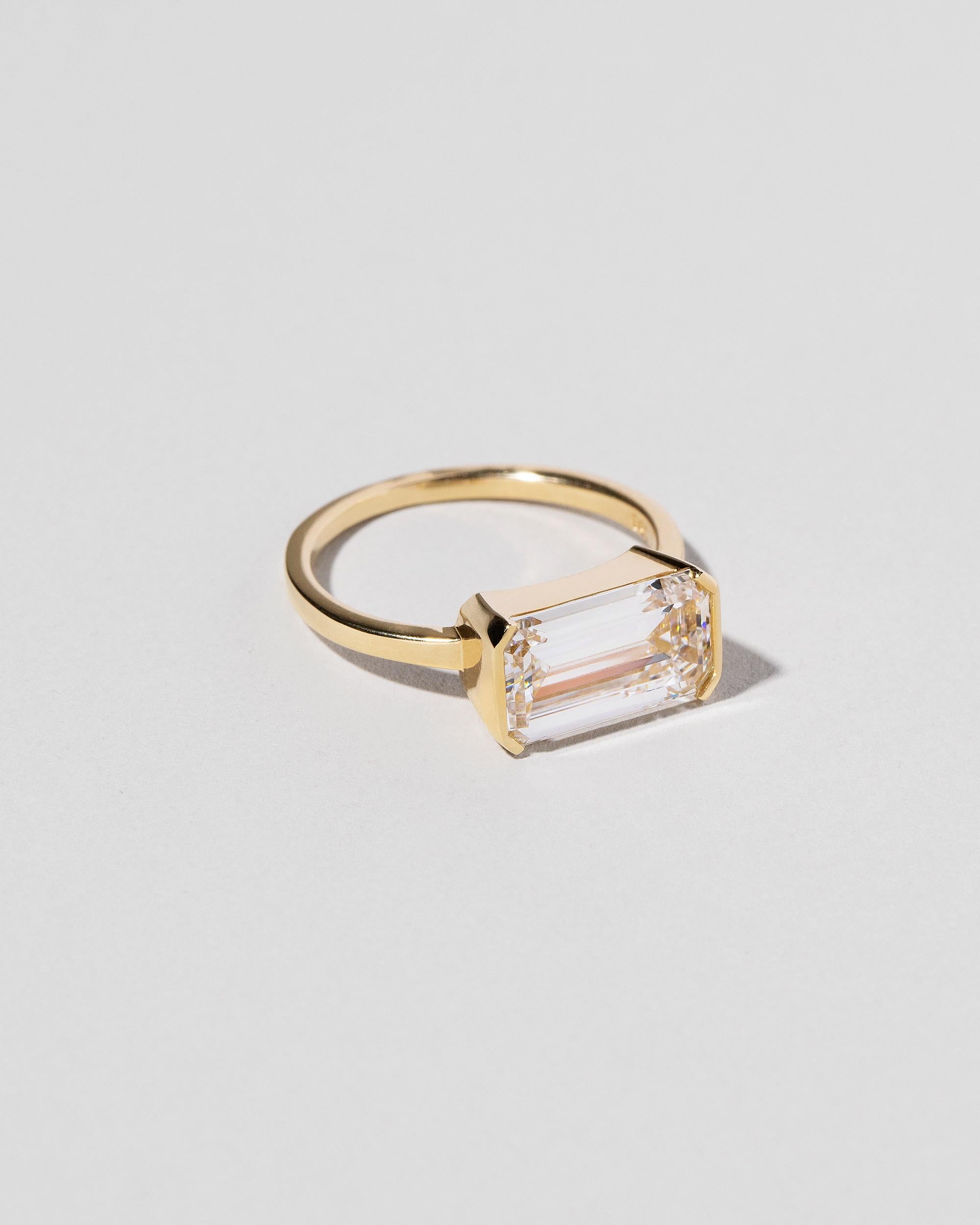 Contemporary Emerald Cut Diamond Solitaire Ring For Sale