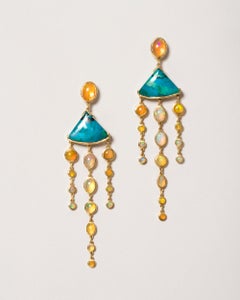 Mociun Ethiopian Opal and Chrysocolla Earrings