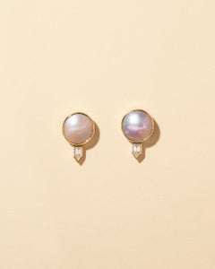 Mabe Pearl and Diamond Earrings