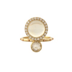 Mociun Moonstone and Diamond Cluster Ring