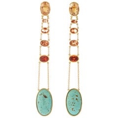 Mociun Oregon Sunstone and Persian Turquoise Earrings