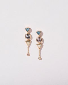 Trillion Cut Sapphire Cluster Earrings