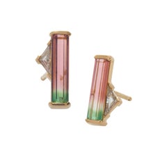 Mociun Watermelon Tourmaline and Diamond Earrings
