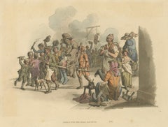 Mock Procession of Guy Fawkes: A Hand-Colored Aquatint by William Pyne, 1805