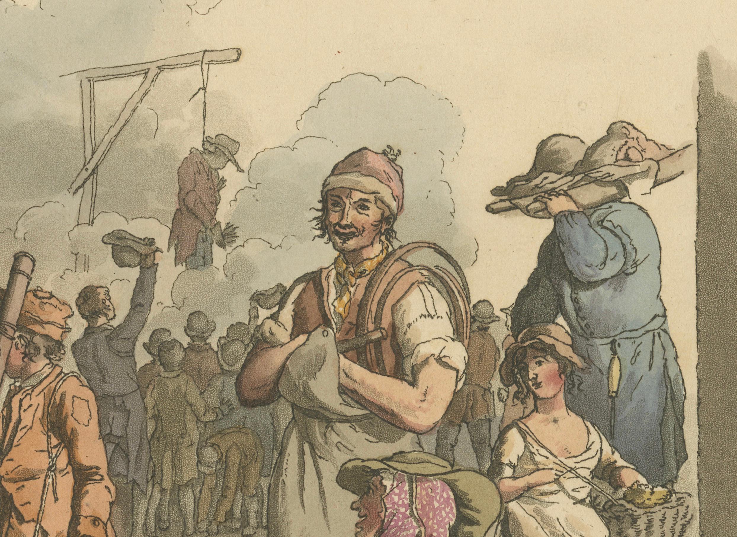 Début du XIXe siècle Procession de Guy Fawkes : une aquatinte colorée à la main de William Pyne, 1805 en vente