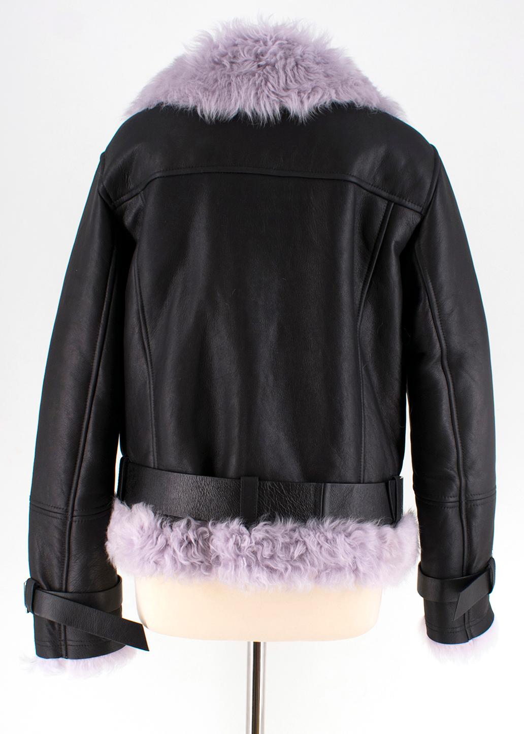 black jacket with purple fur