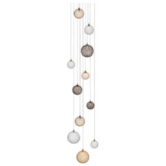 Mod 11, Mixed Blown Glass Pendant Foyer Chandelier by Shakuff