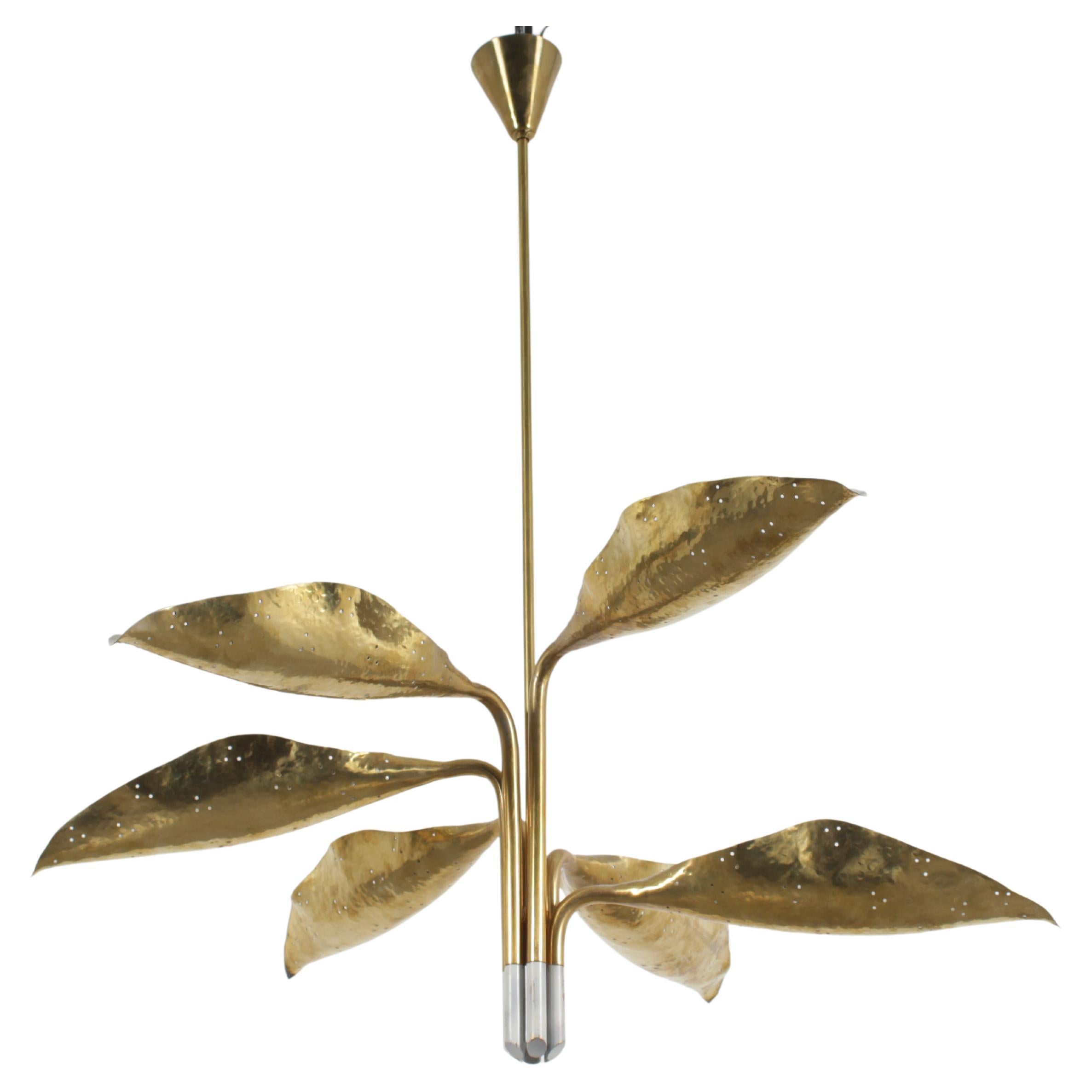 mod. "12369" by A. Lelii for Arredoluce Brass Chandelier 1950s Italy For Sale