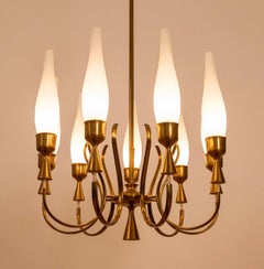Mod. 12613 9-Arm Brass Chandelier by Angelo Lelii for Arredoluce, Italy, c.1957