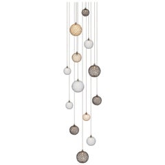 Mod 13,  Mixed Blown Glass Pendant Foyer Chandelier by Shakuff