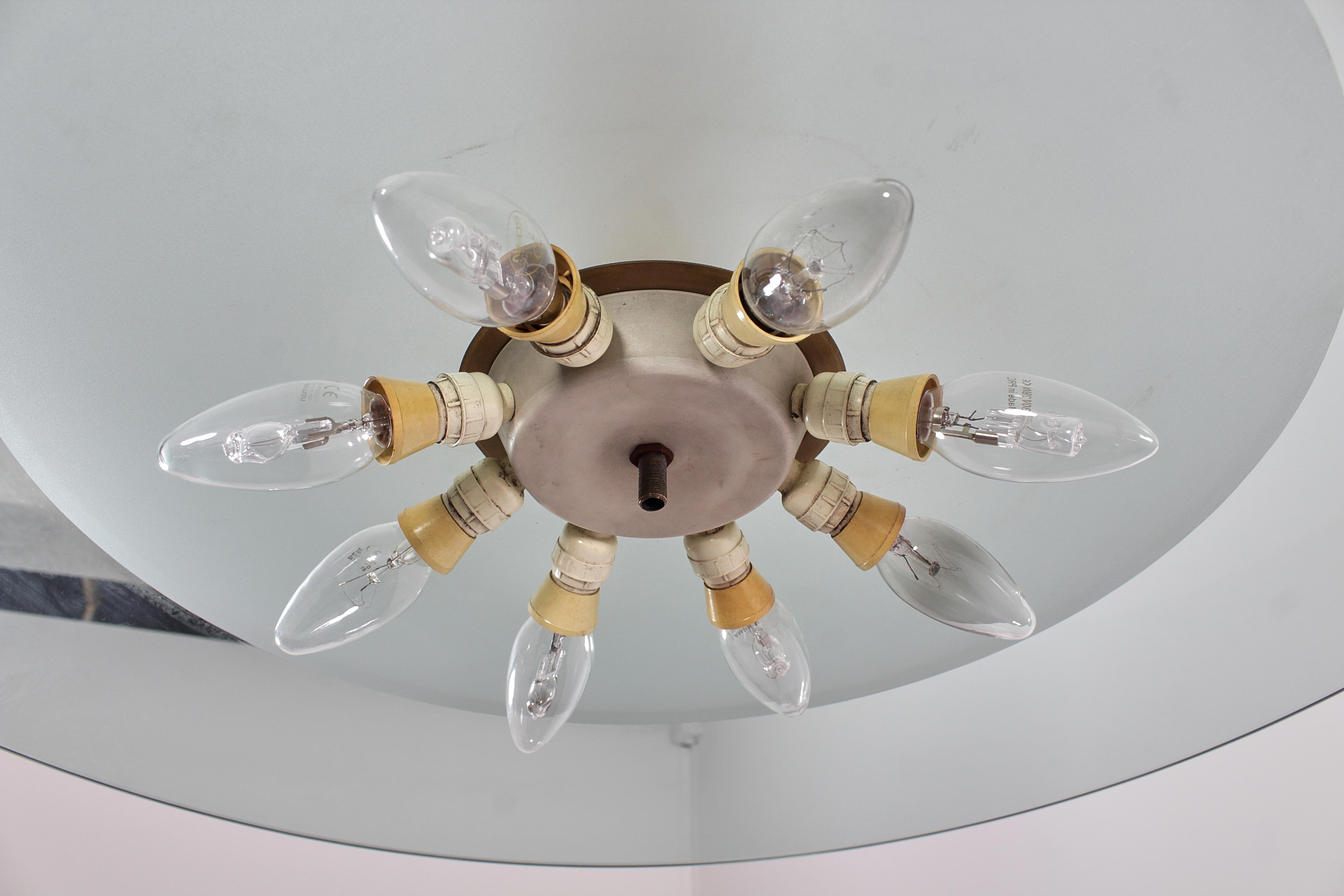 mod. 1462 M. Ingrand for Fontana Arte Brass Amber Glass Chandelier Italy 60s For Sale 12