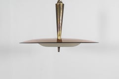 mod. 1462 M. Ingrand for Fontana Arte Brass Amber Glass Chandelier Italy 60s