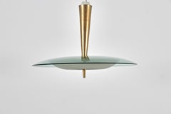 mod. 1462 M. Ingrand for Fontana Arte Brass Amber Glass Chandelier Italy 60s