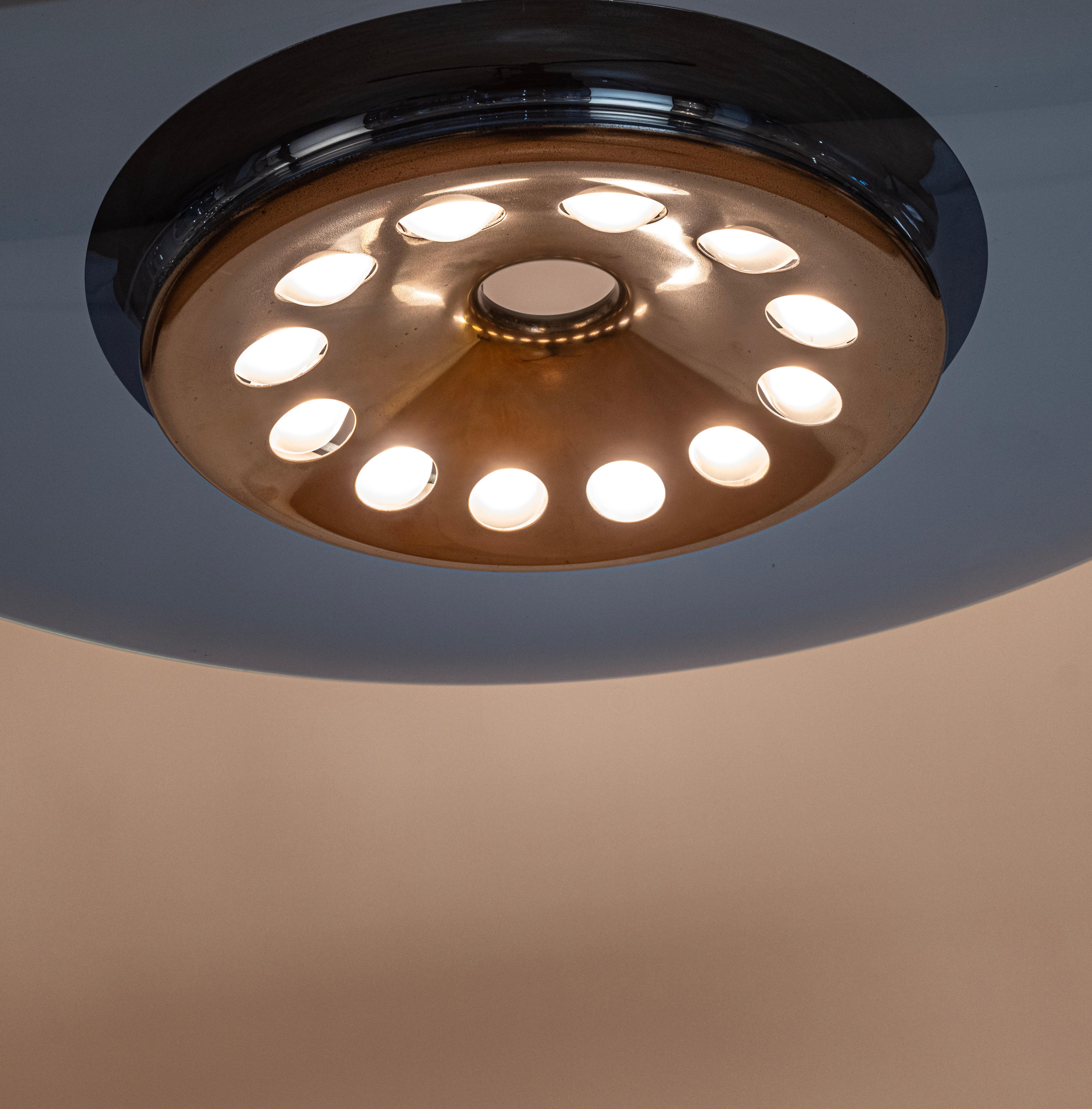 Mid-Century Modern Mod. 1508 Rare Blue Ceiling Light by Max Ingrand for Fontana Arte, Italy, c.1954