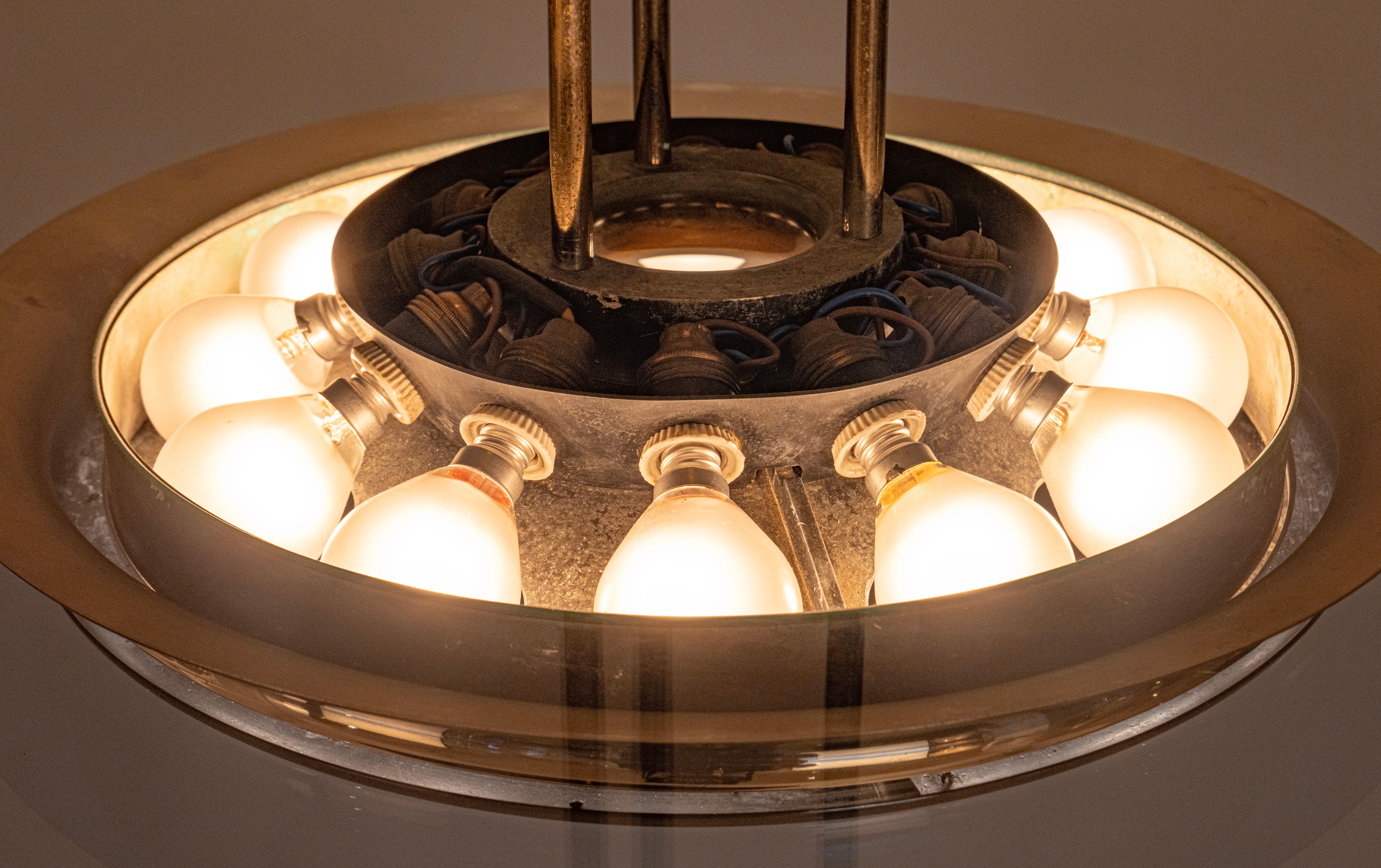 Italian Mod. 1508 Rare Blue Ceiling Light by Max Ingrand for Fontana Arte, Italy, c.1954
