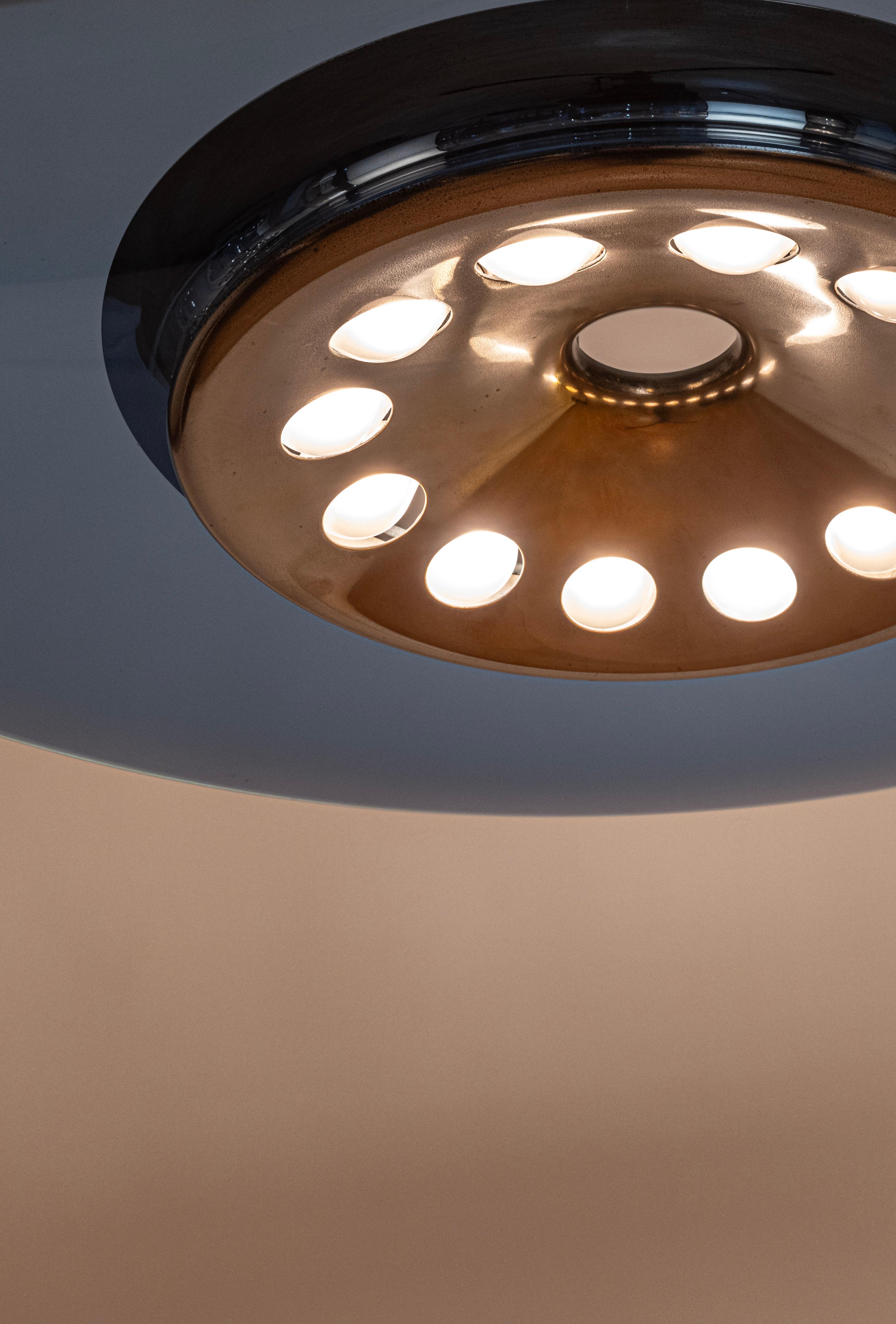 Mid-20th Century Mod. 1508 Rare Blue Ceiling Light by Max Ingrand for Fontana Arte, Italy, c.1954