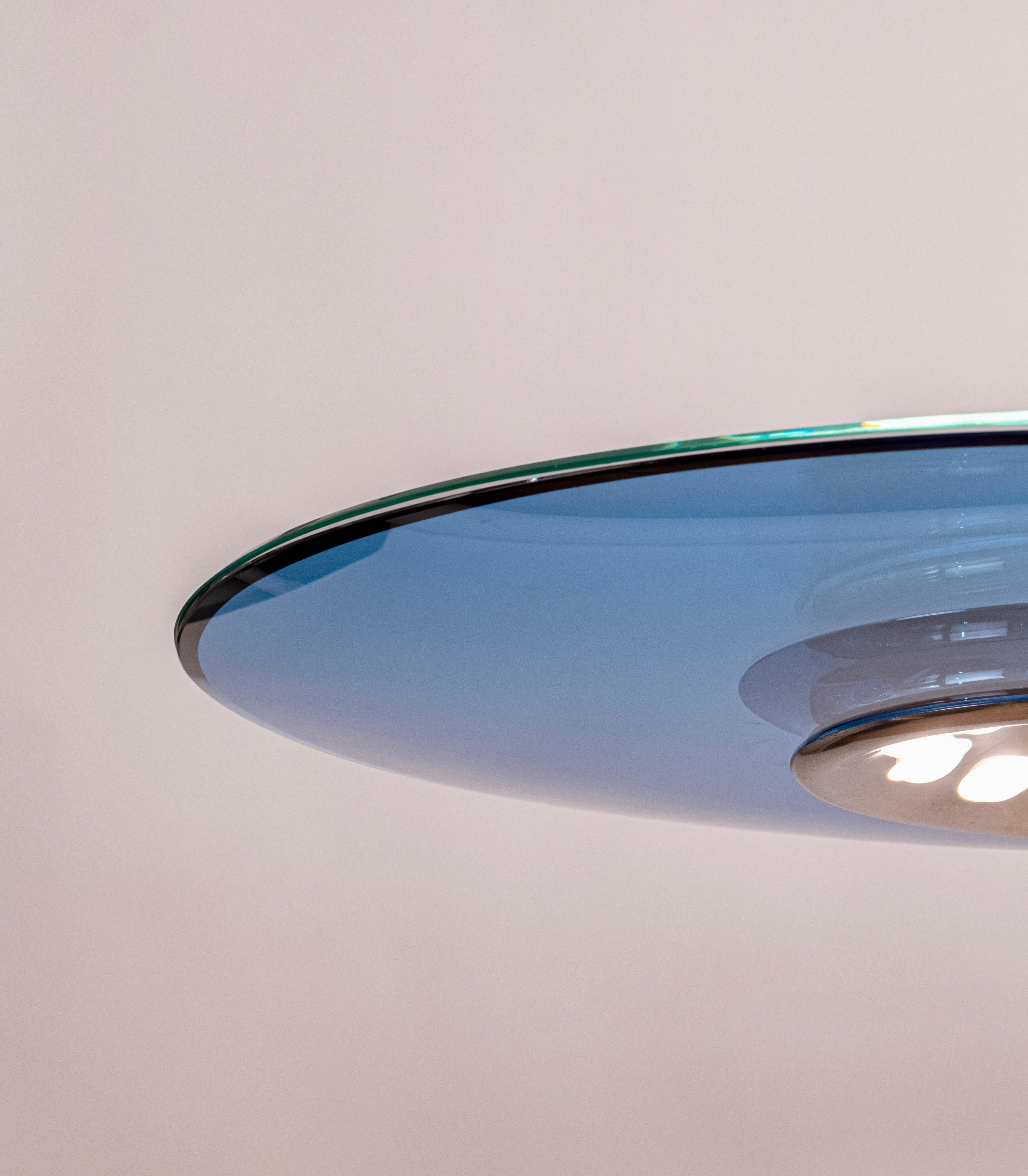 Mod. 1508 Rare Blue Ceiling Light by Max Ingrand for Fontana Arte, Italy, c.1954 For Sale 1