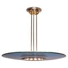 Mod. 1508 Rare Blue Ceiling Light by Max Ingrand for Fontana Arte, Italy, c.1954