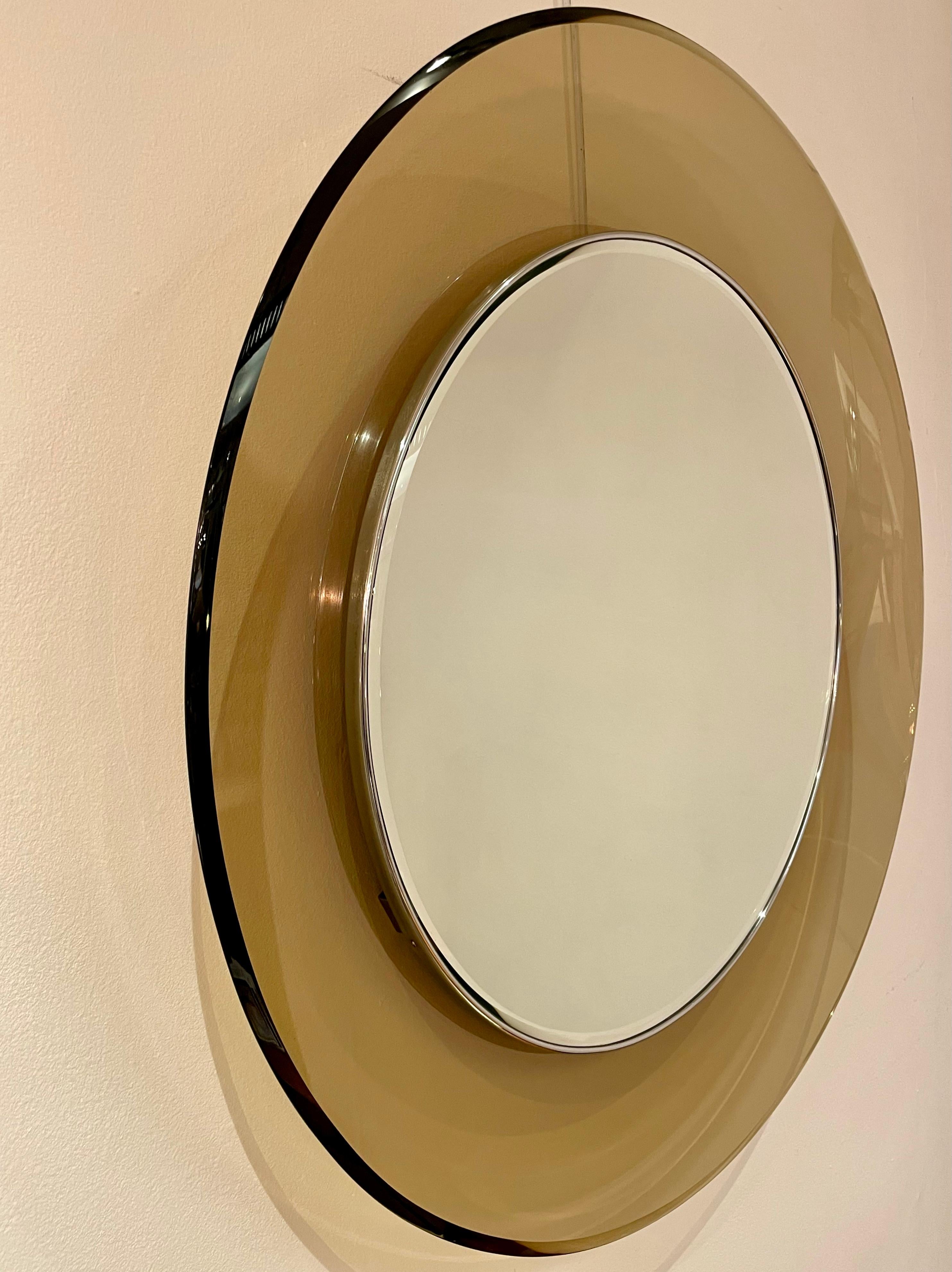 Mod. 1669 Espejo circular de cristal de Max Ingrand para Fontana Arte, Italia, 1960 Moderno de mediados de siglo en venta