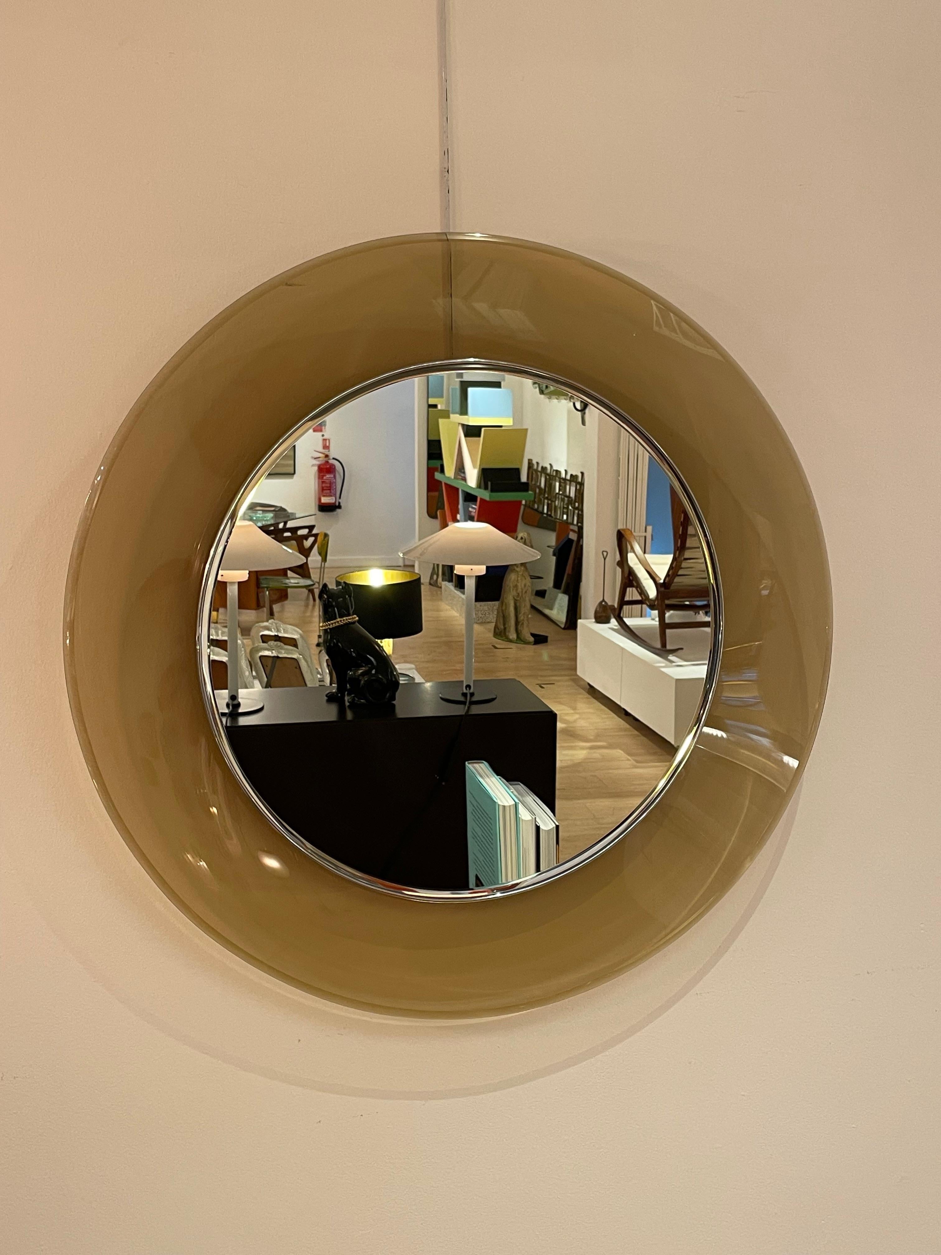 Mod. 1669 Espejo circular de cristal de Max Ingrand para Fontana Arte, Italia, 1960 Italiano en venta