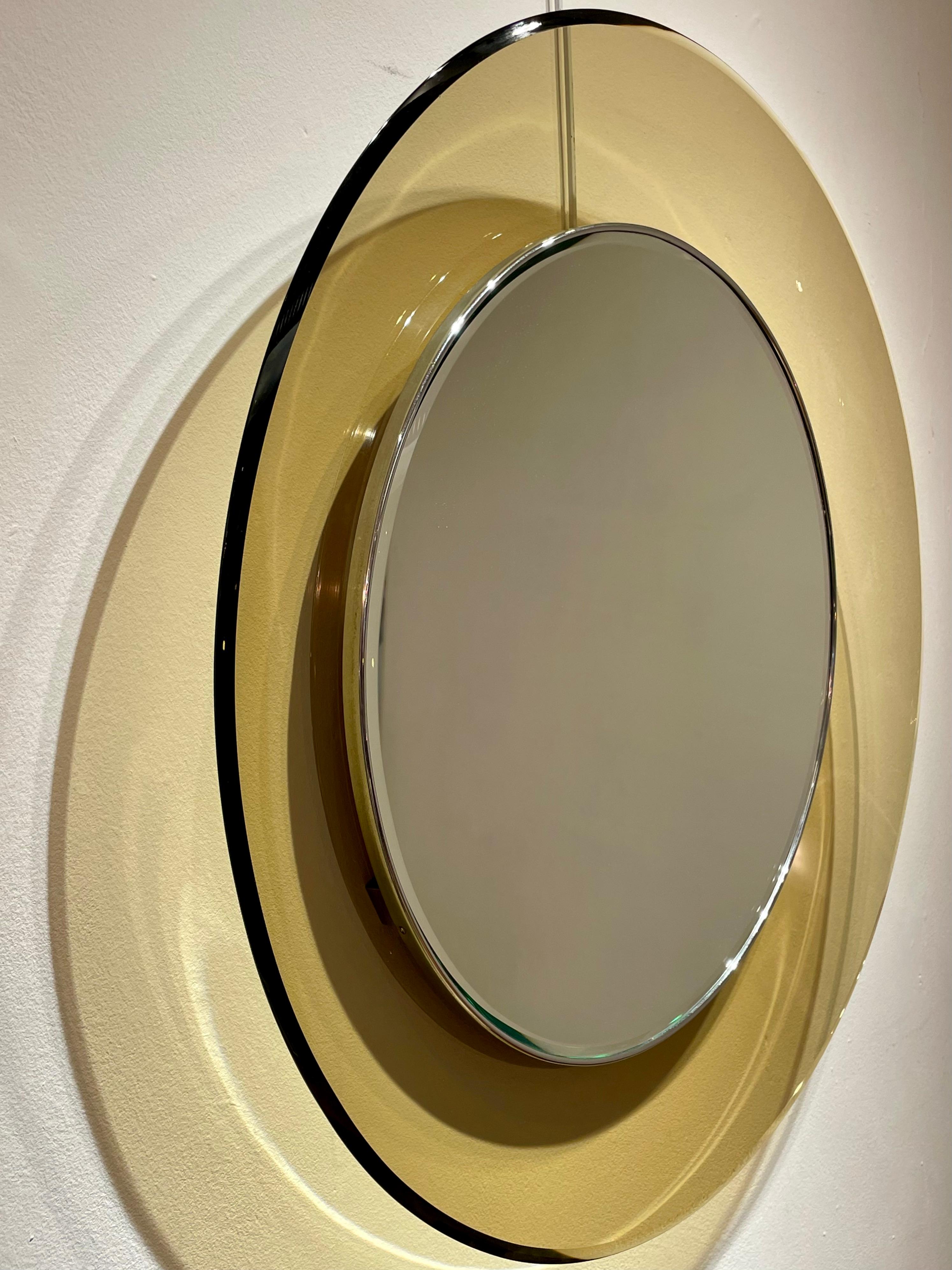 Mod. 1669 Espejo circular de cristal de Max Ingrand para Fontana Arte, Italia, 1960 en venta 1