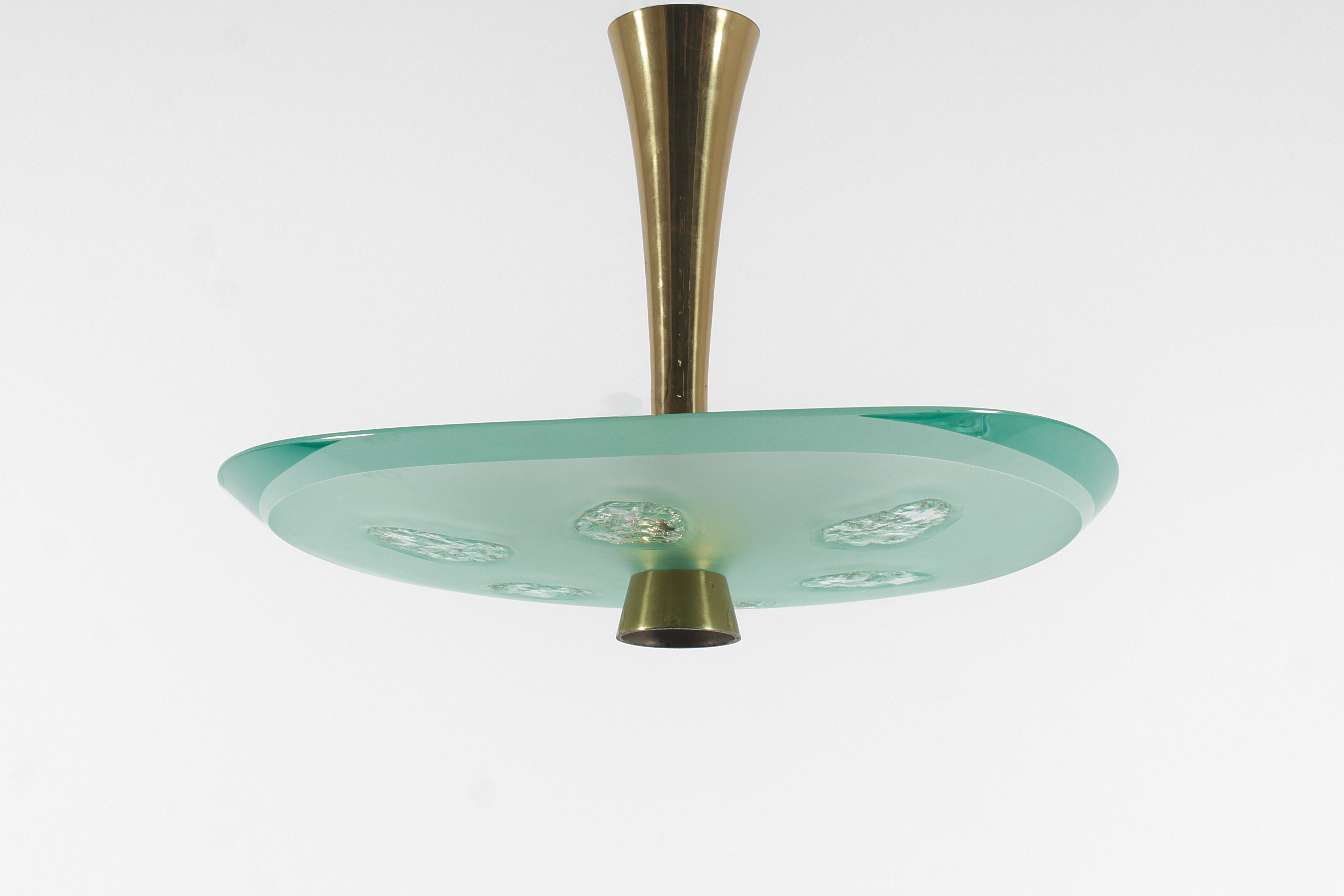 Mod. "1748" by Max Ingrand for Fontana Arte Thick Crystal Chandelier, Italy 1957