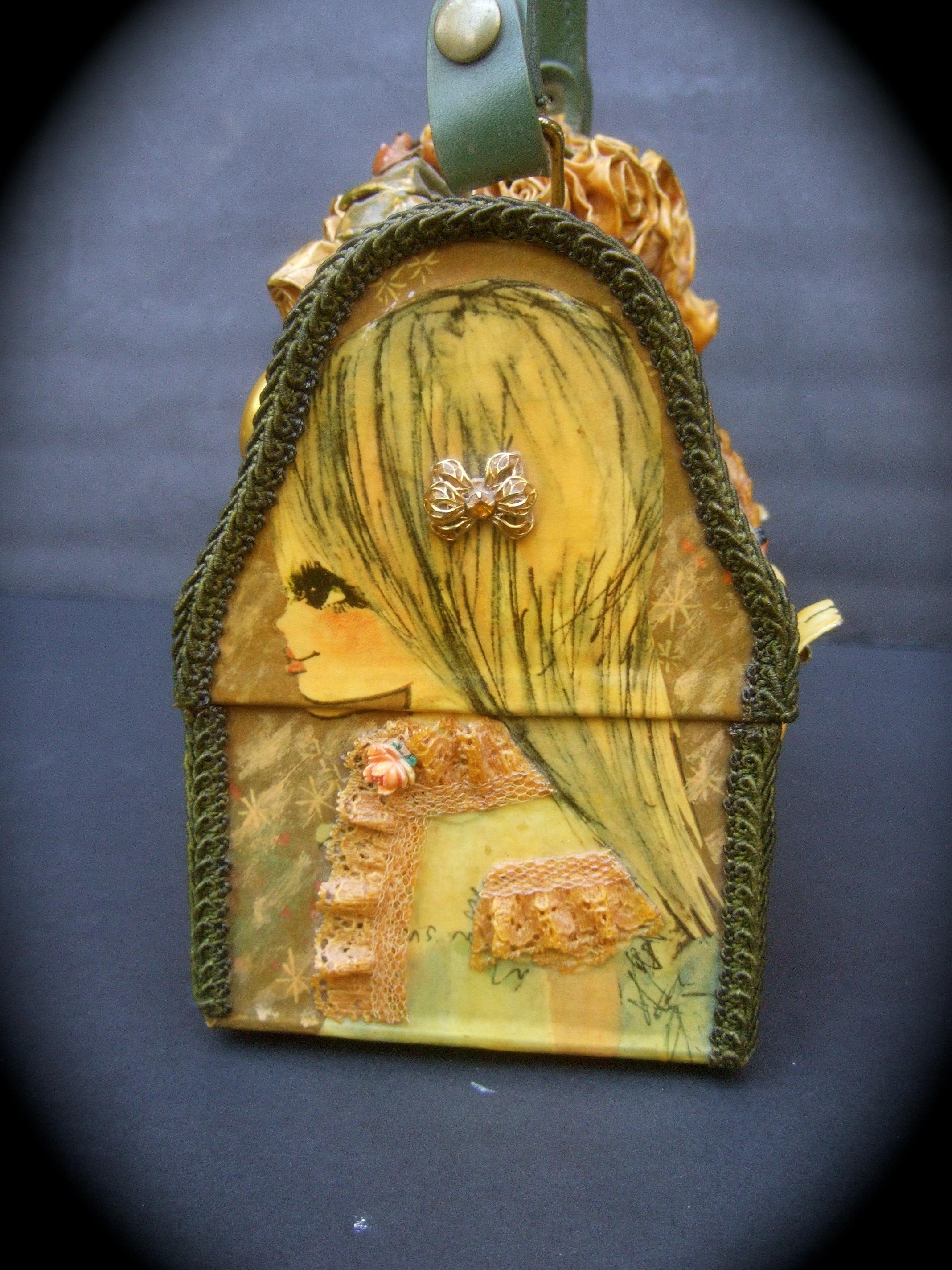 Mod 1960s Decoupage Artisan Lunch Box Purse 8