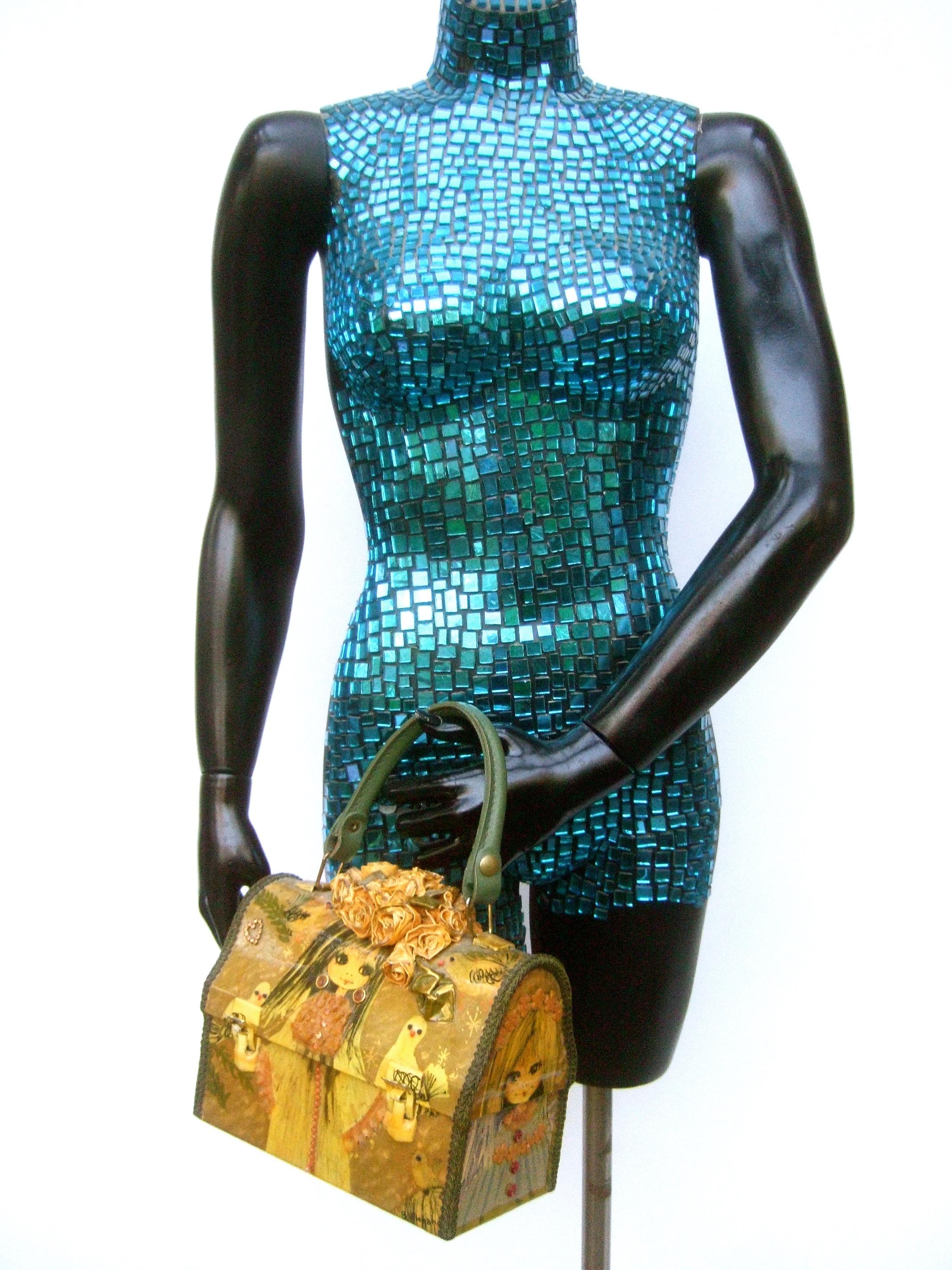 Mod 1960s Decoupage Artisan Lunch Box Purse 1