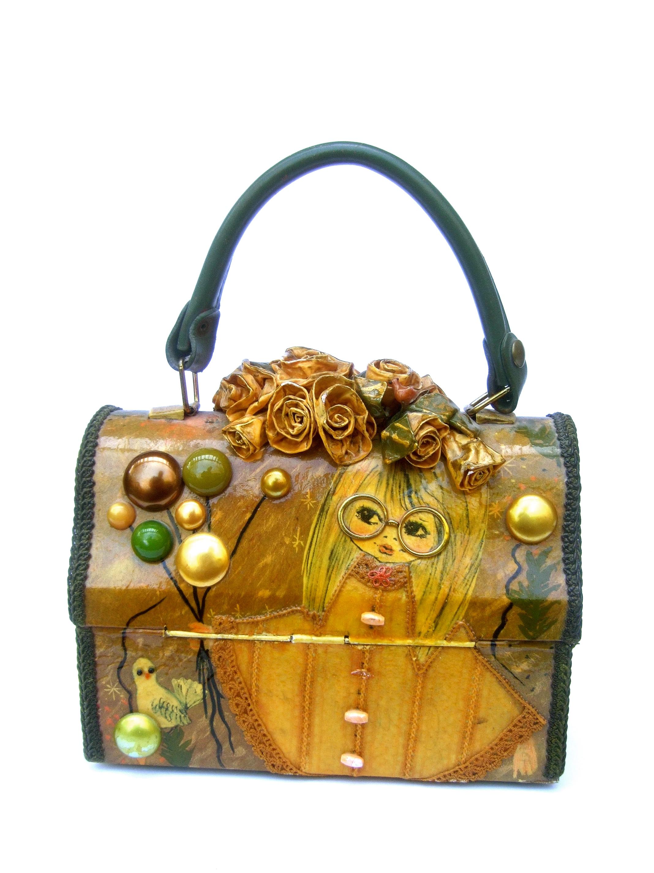 Mod 1960s Decoupage Artisan Lunch Box Purse 2