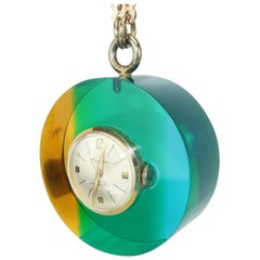 Mod 1960's Vendome Lucite Acrylic Pendant Watch