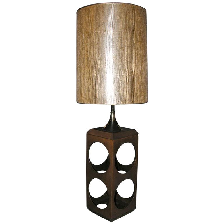 Mod 1960s Holz Lampe im Angebot