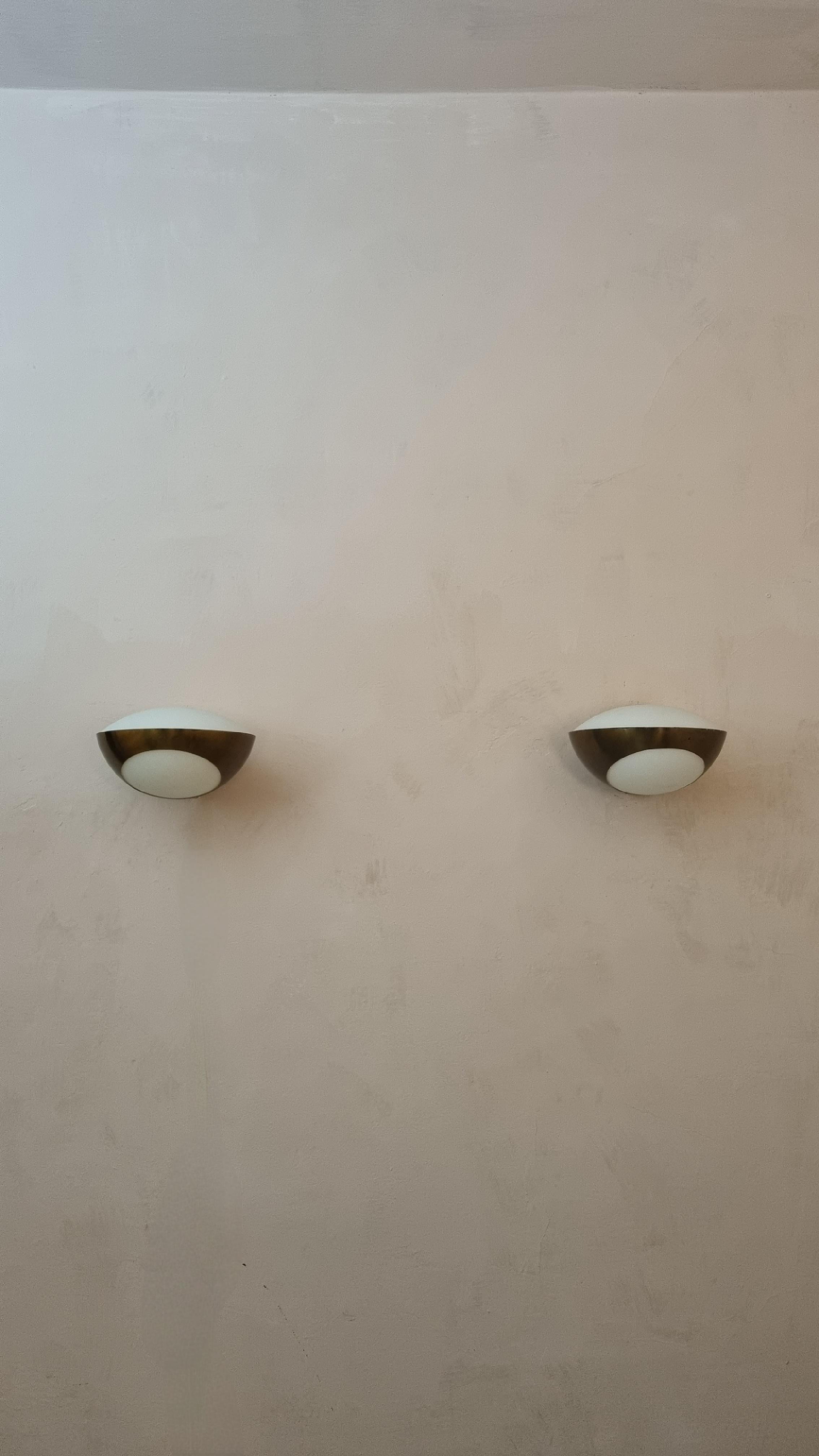 Italian Mod. 1963 large wall sconces designed by Max Ingrand for Fontana Arte 1960s
