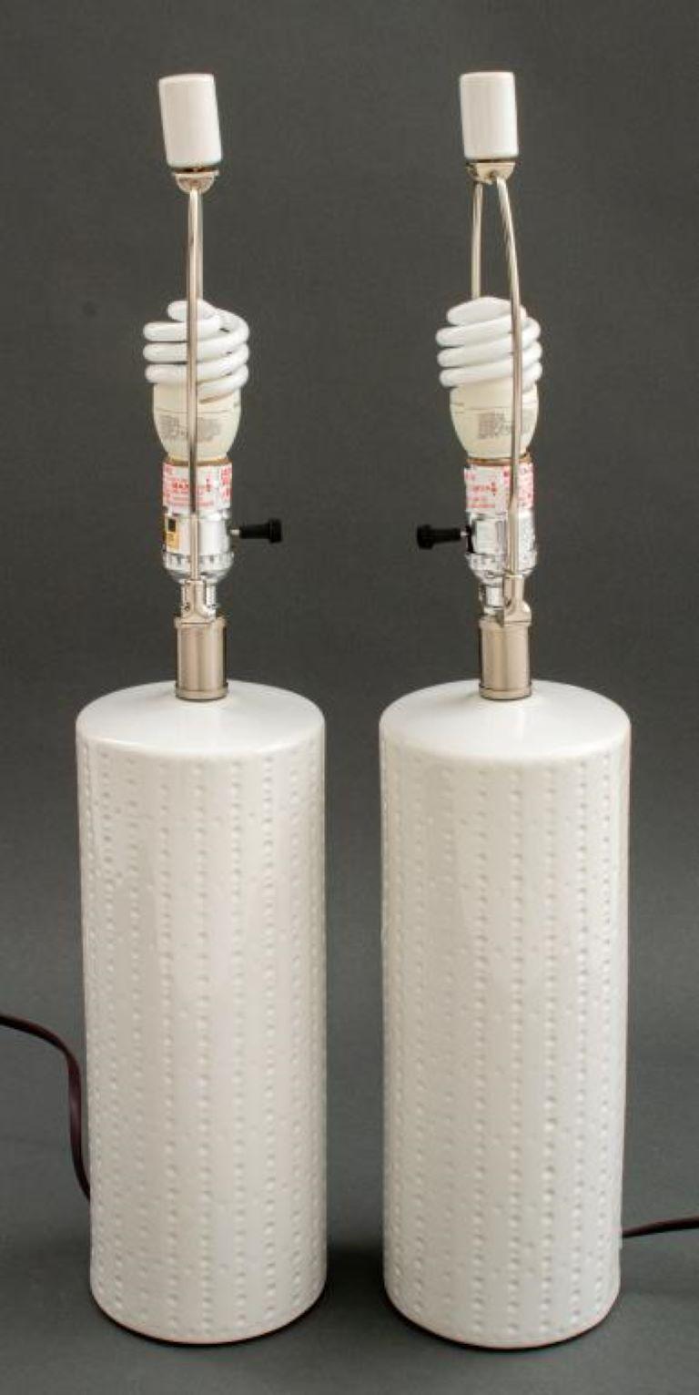 Mod 1970s Style White Ceramic Lamps 1