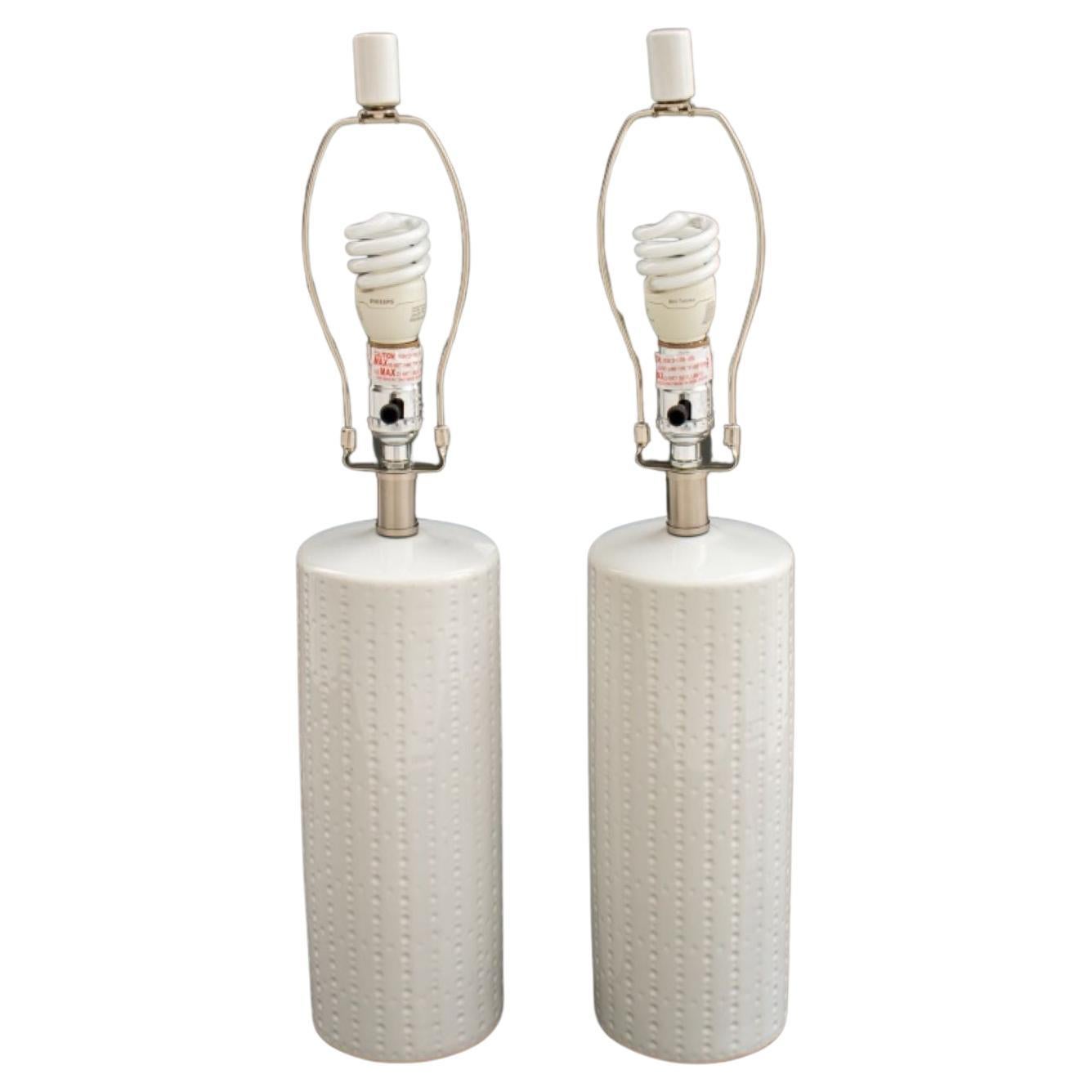Mod 1970s Style White Ceramic Lamps For Sale