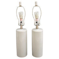 Retro Mod 1970s Style White Ceramic Lamps