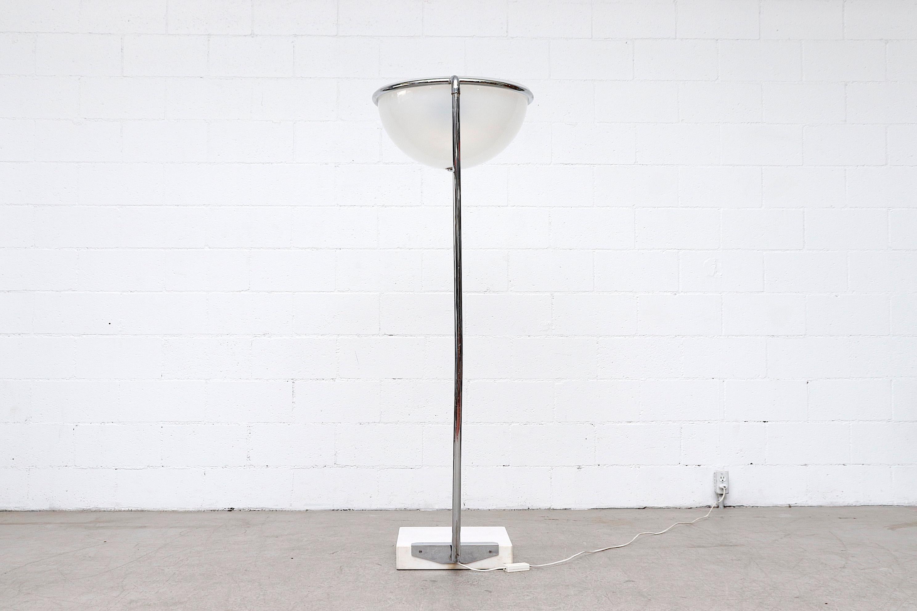 Chrome Mod 1970s 'Town Hall' Floor Lamp with Marble Base For Sale