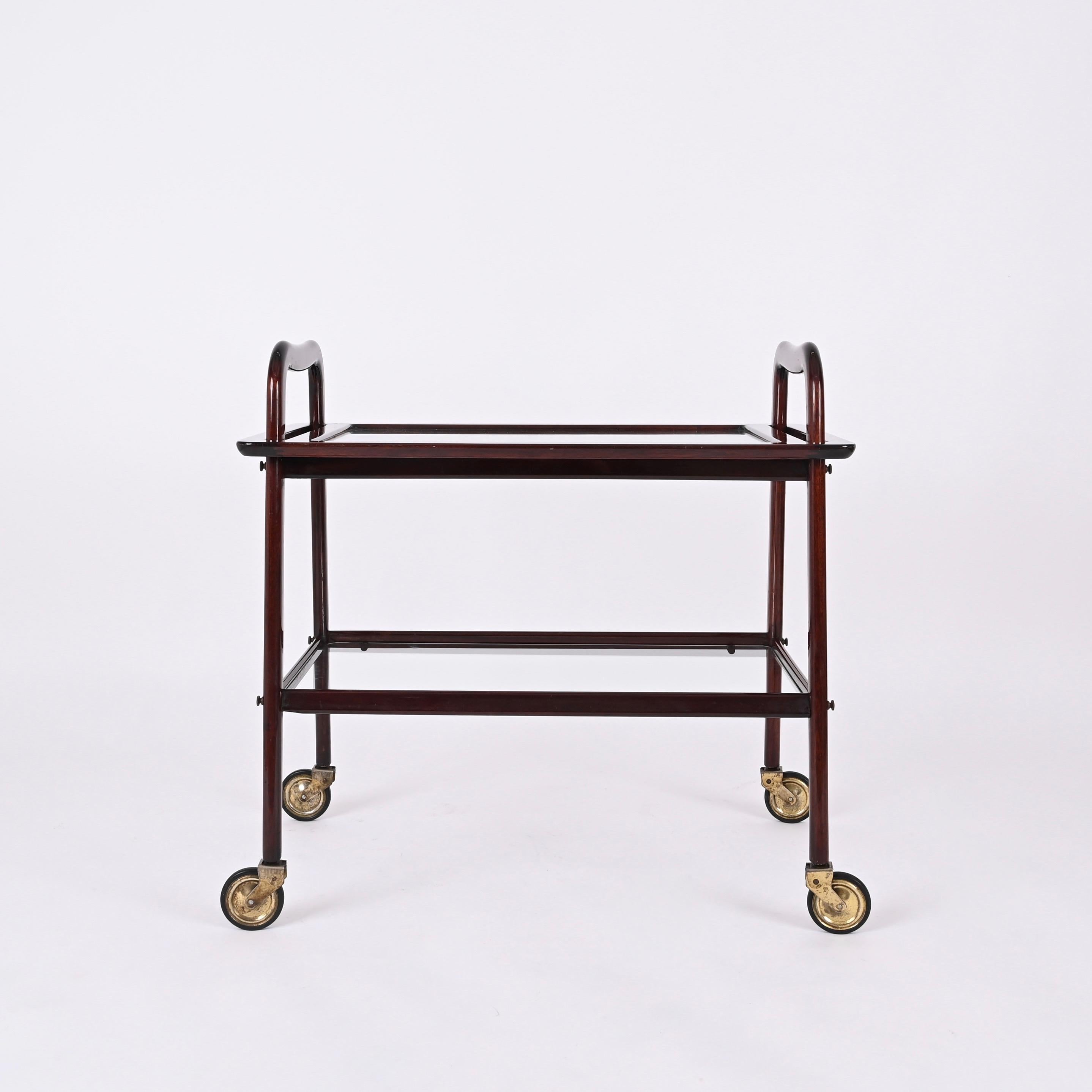 Metal Mod. 201 Italian Serving Bar Cart by Ico Parisi for De Baggis, 1950s For Sale