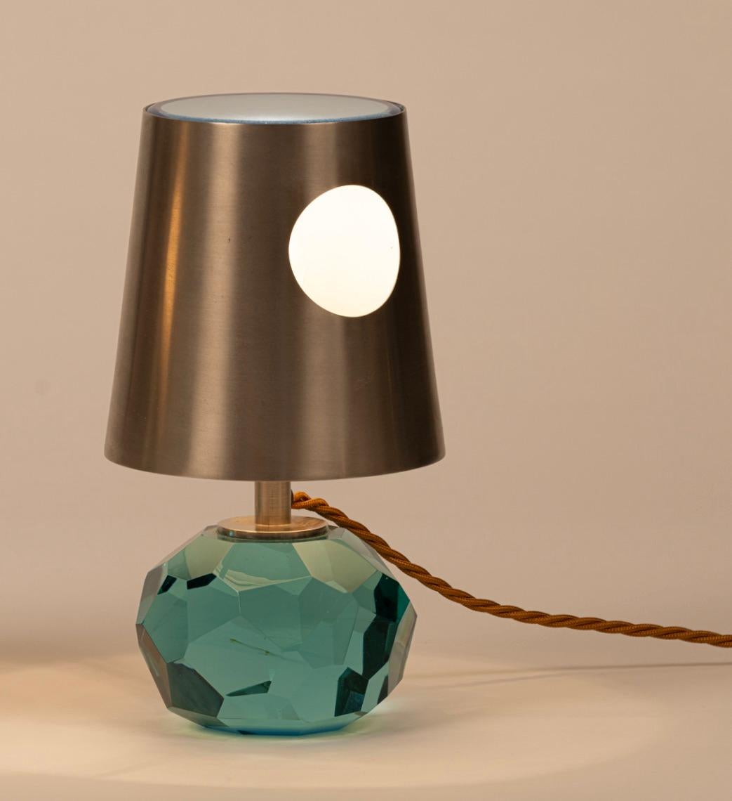 Mod. 2228 Lampade da tavolo in vetro sfaccettato di Max Ingrand per Fontana Arte, Italia In condizioni buone a London, GB