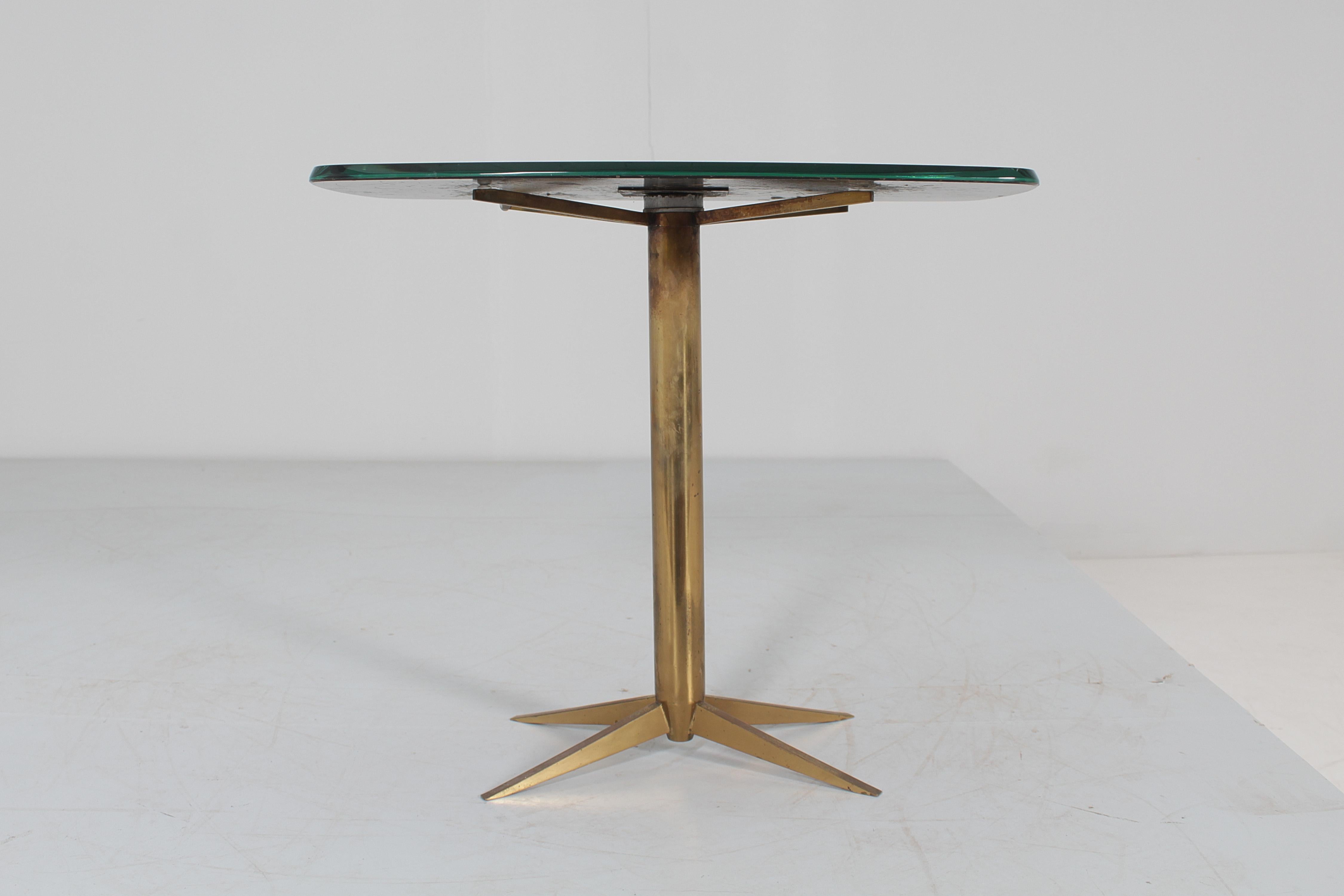 Mod. 2306 by M. Ingrand for Fontana Arte Glass and Brass Coffee Table 60s Italy 2