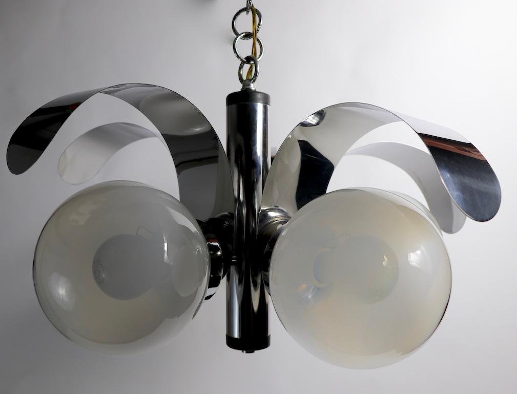 American Mod 5-Light Chrome and Glass Ball Chandelier For Sale