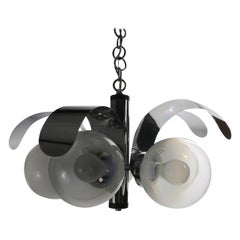 Used Mod 5-Light Chrome and Glass Ball Chandelier