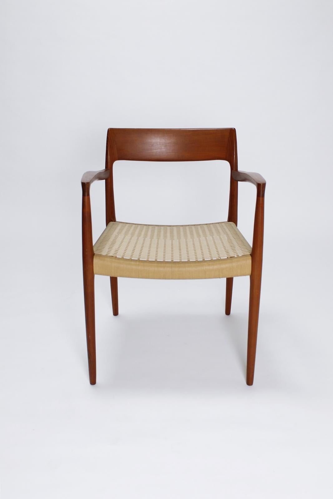 Papercord Mod. 57 Teak Armchair by Niels Otto Möller for J. L Mollers, 1960s
