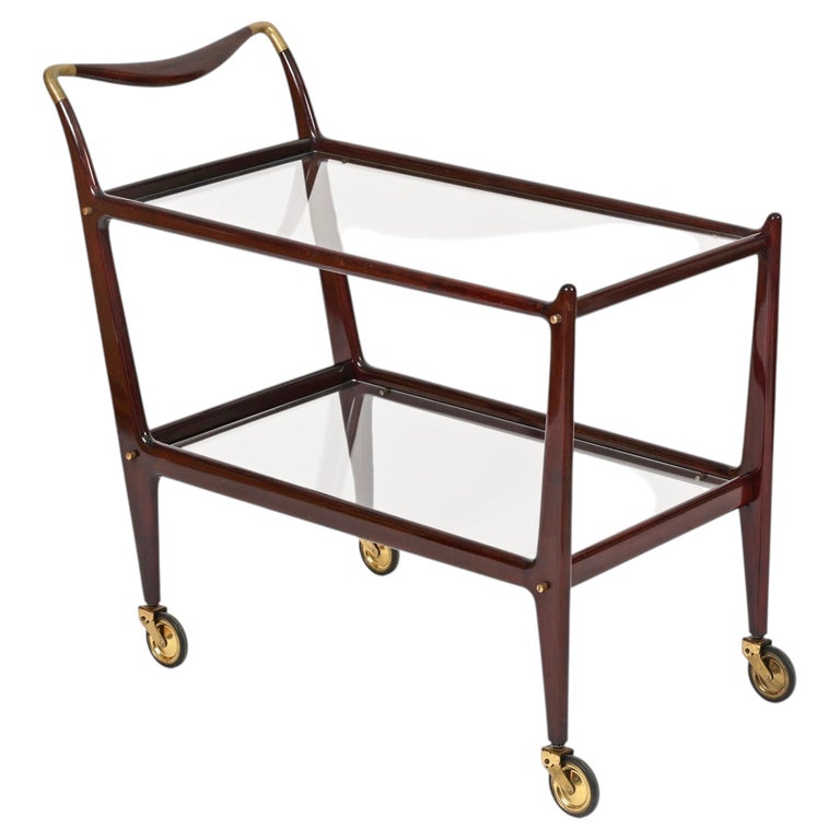 Mod. 58 Large Rosewood and Brass Bar Cart by Ico Parisi, Italy, 1952