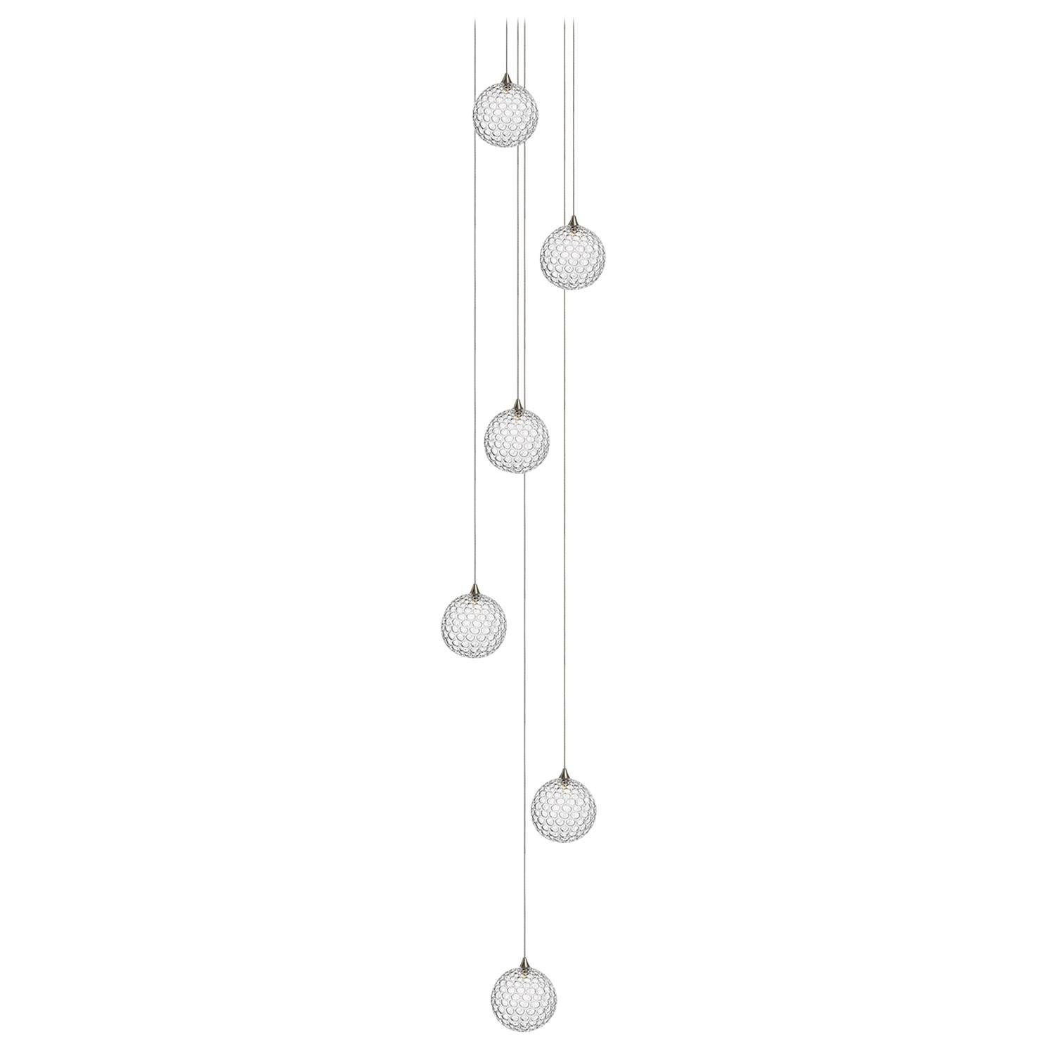 Mod 6, Four Inch Blown Glass Pendant Foyer Chandelier by Shakuff For Sale