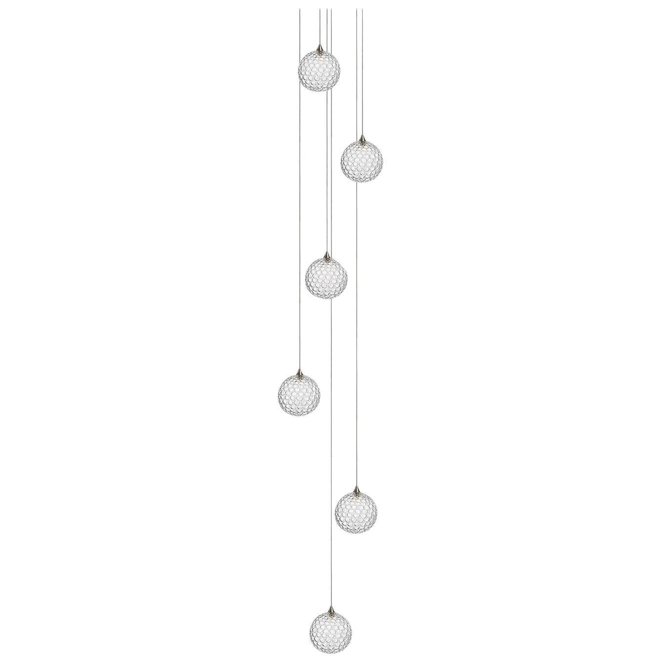 Mod 6, Six Inch Blown Glass Pendant Foyer Chandelier by Shakuff For Sale